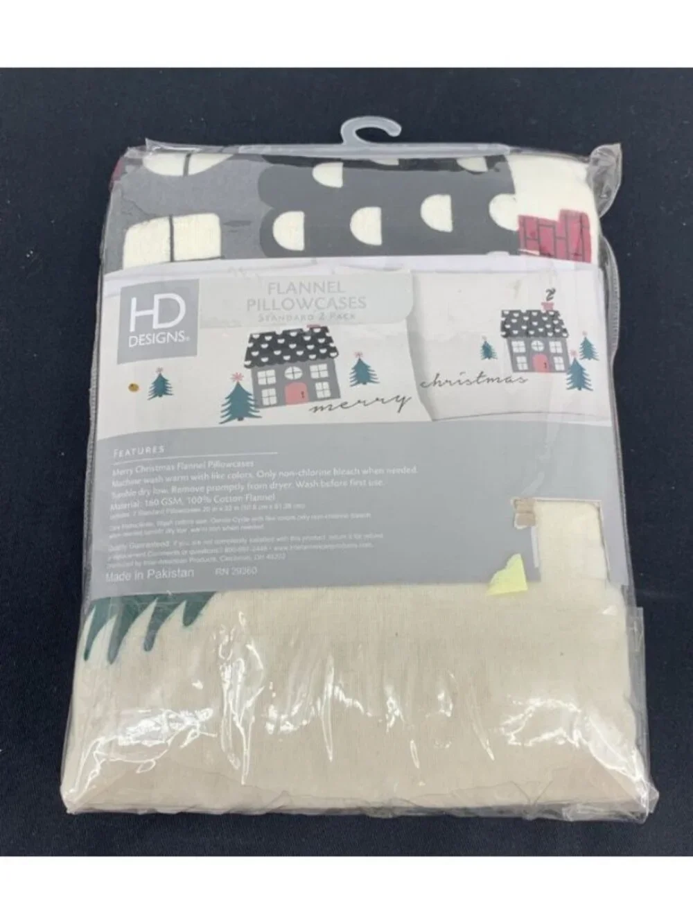 Merry Christmas Pillowcases Flannel House Trees 20x32